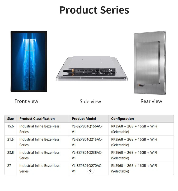 4K/1080P Wall-Mounted LCD Touch Monitor Interactive 21.5 27 Inch Touch Screen Panel PC ForKiosk